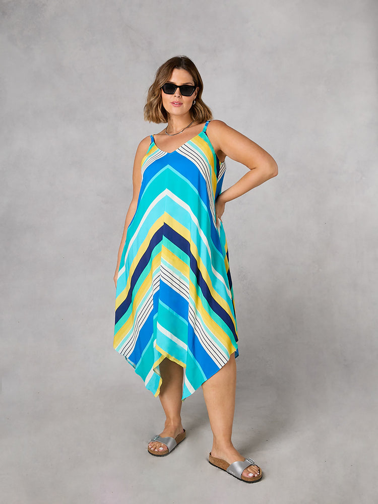 Multi Stripe Hanky Hem Sundress