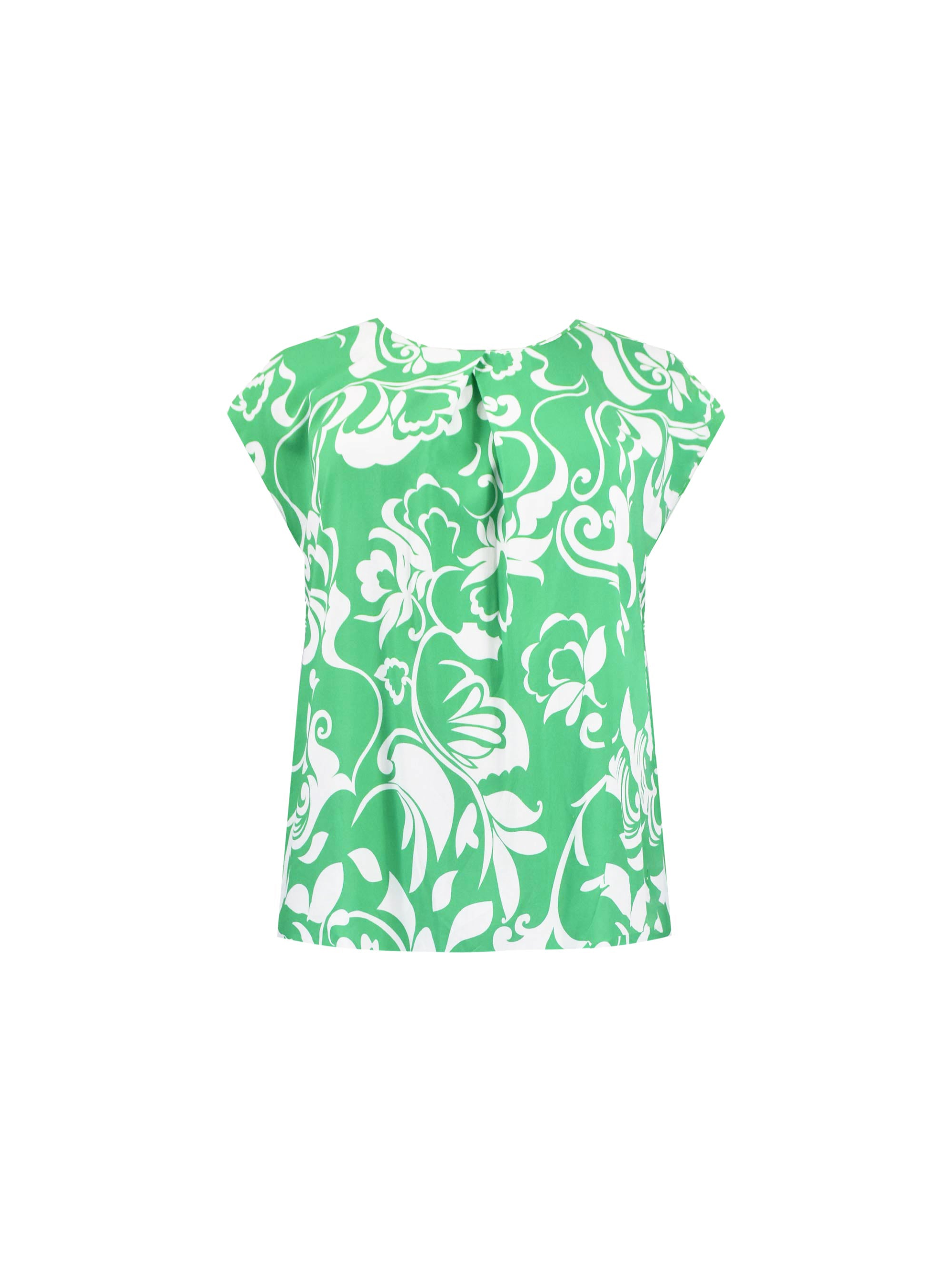 Green Paisley Print Pleat Front Top