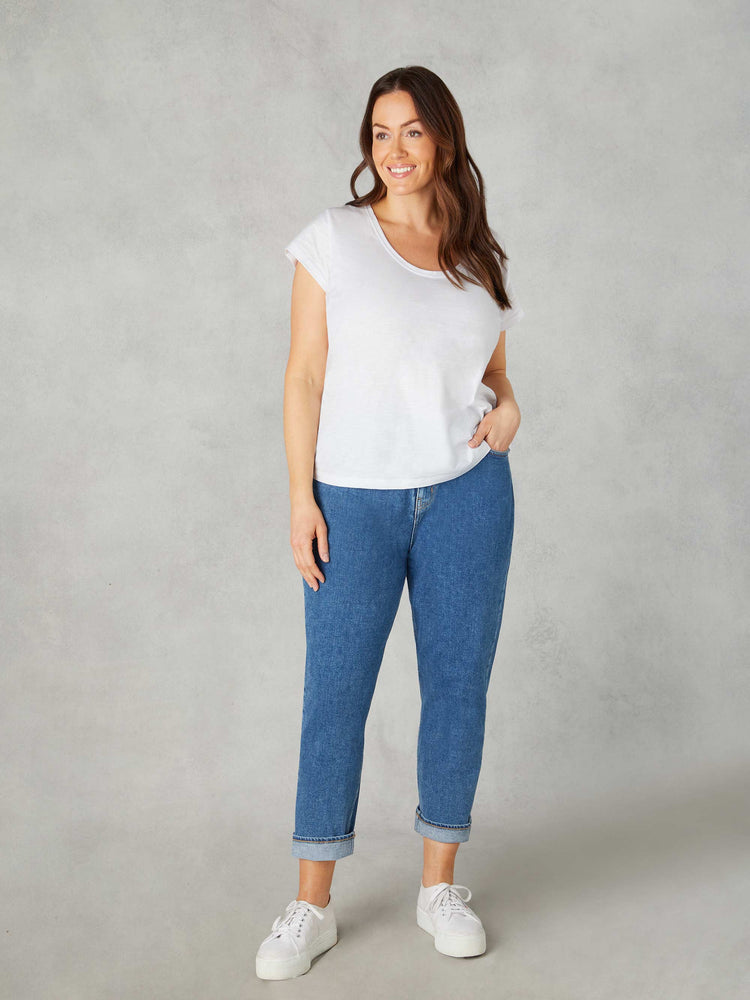 Petite Mid Blue Mom Comfort Jeans