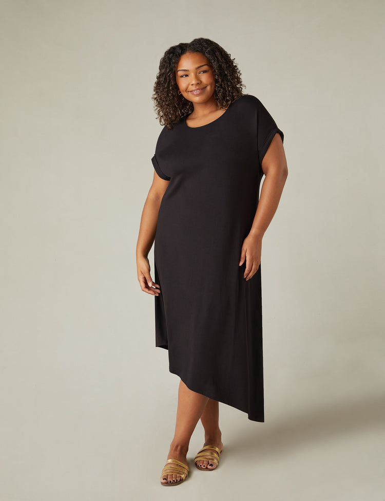 Black Jersey Asymmetric Dress