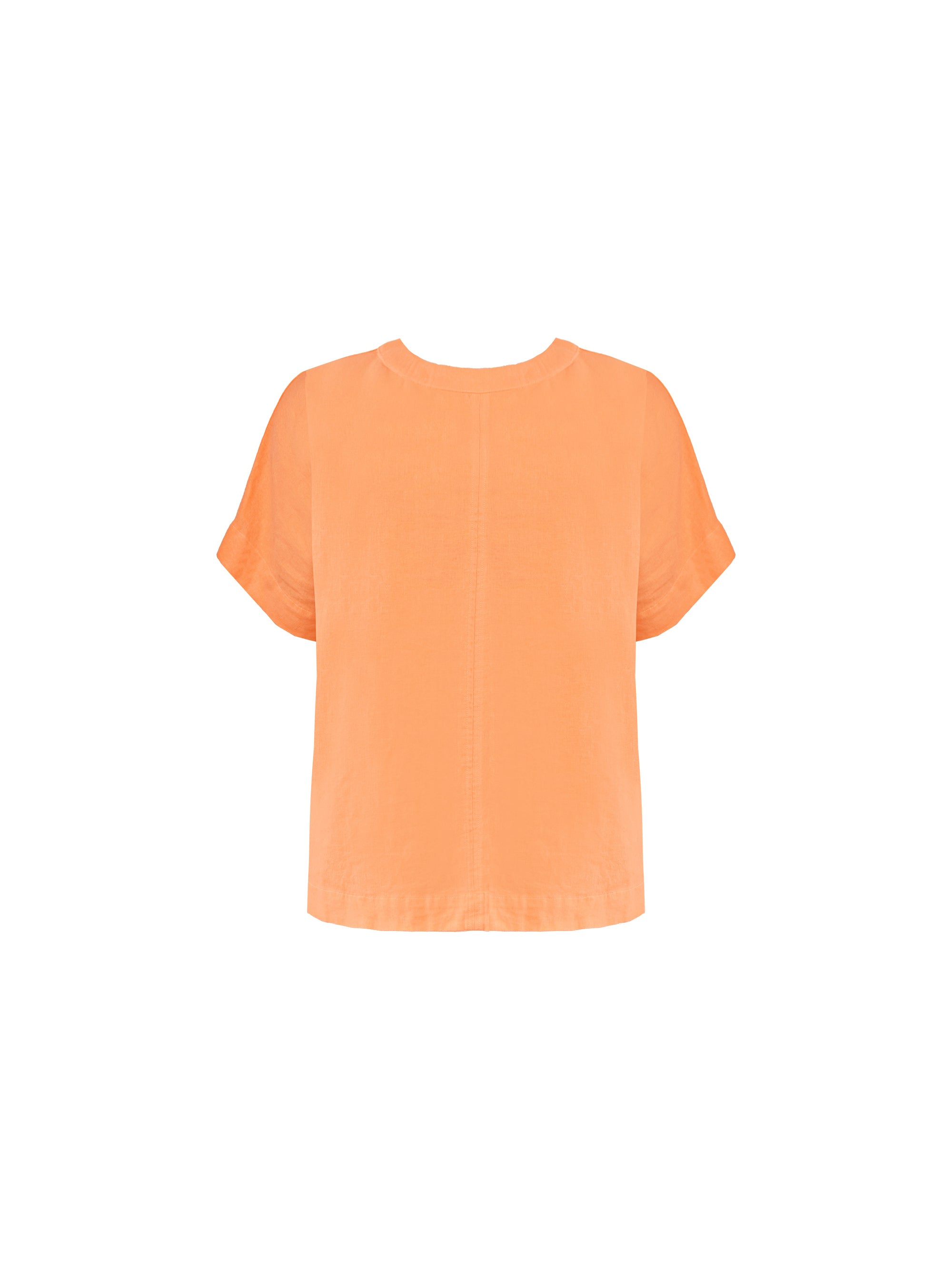 Orange Linen Mix Round Neck Top