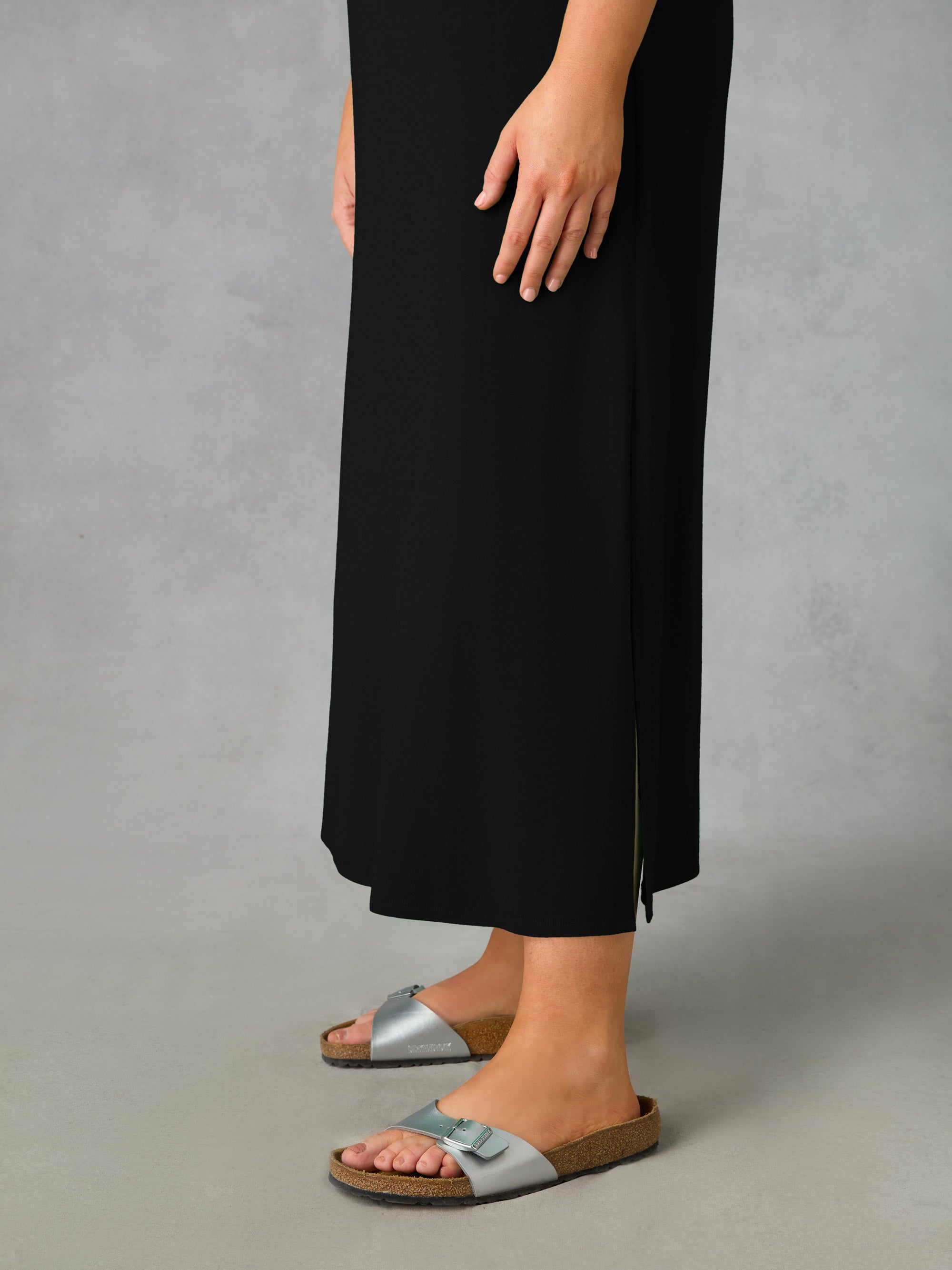 Petite Black Jersey Midaxi T-Shirt Dress