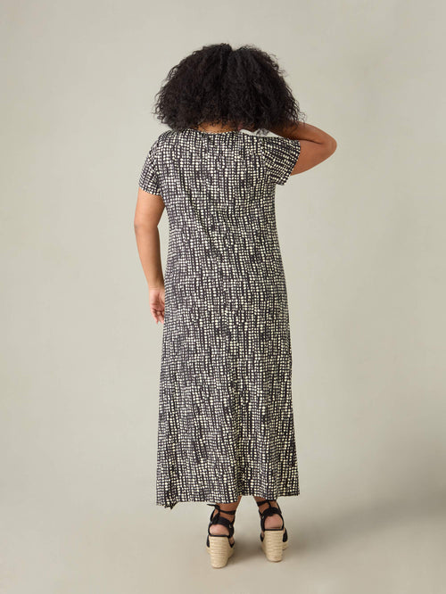 Mono Spot Print Jersey V-Neck Midaxi Dress