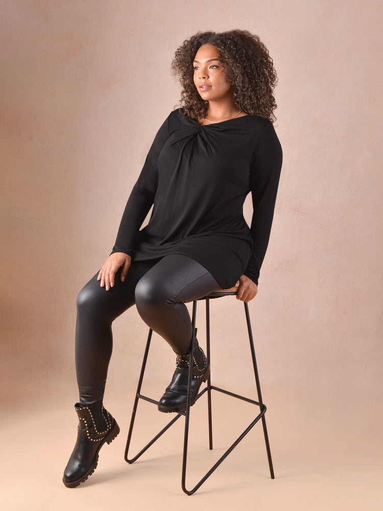 Black Twist Neck Jersey Tunic