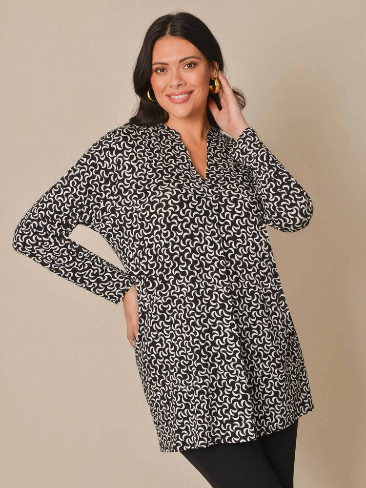 Mono Curl Pleat Front Jersey Longline Shirt