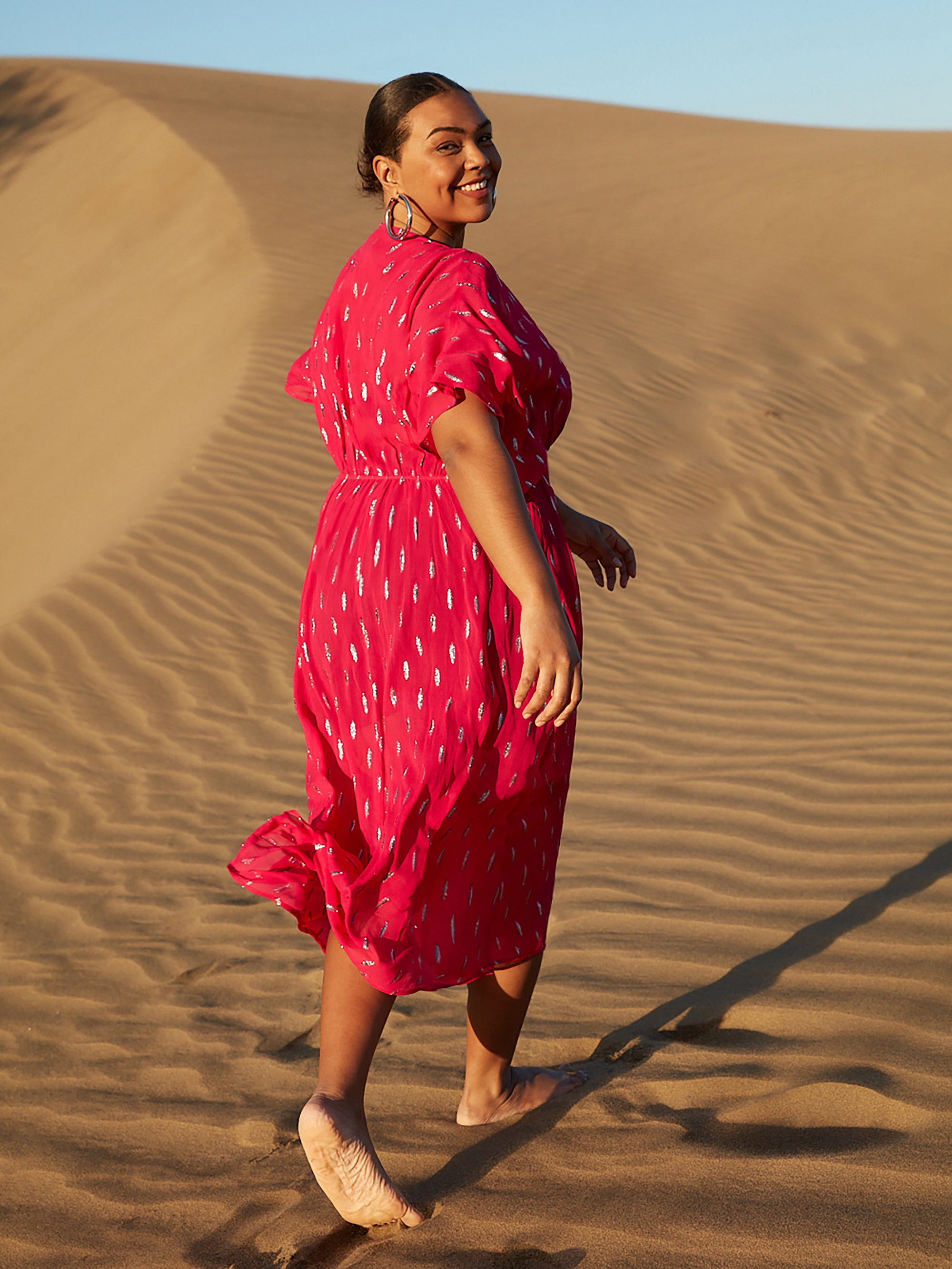 Pink Lurex Midaxi Dress - Plus Size Clothing from Live Unlimited