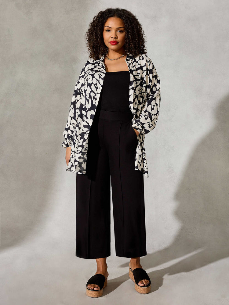 Mono Animal Print Button Through Resort Shirt