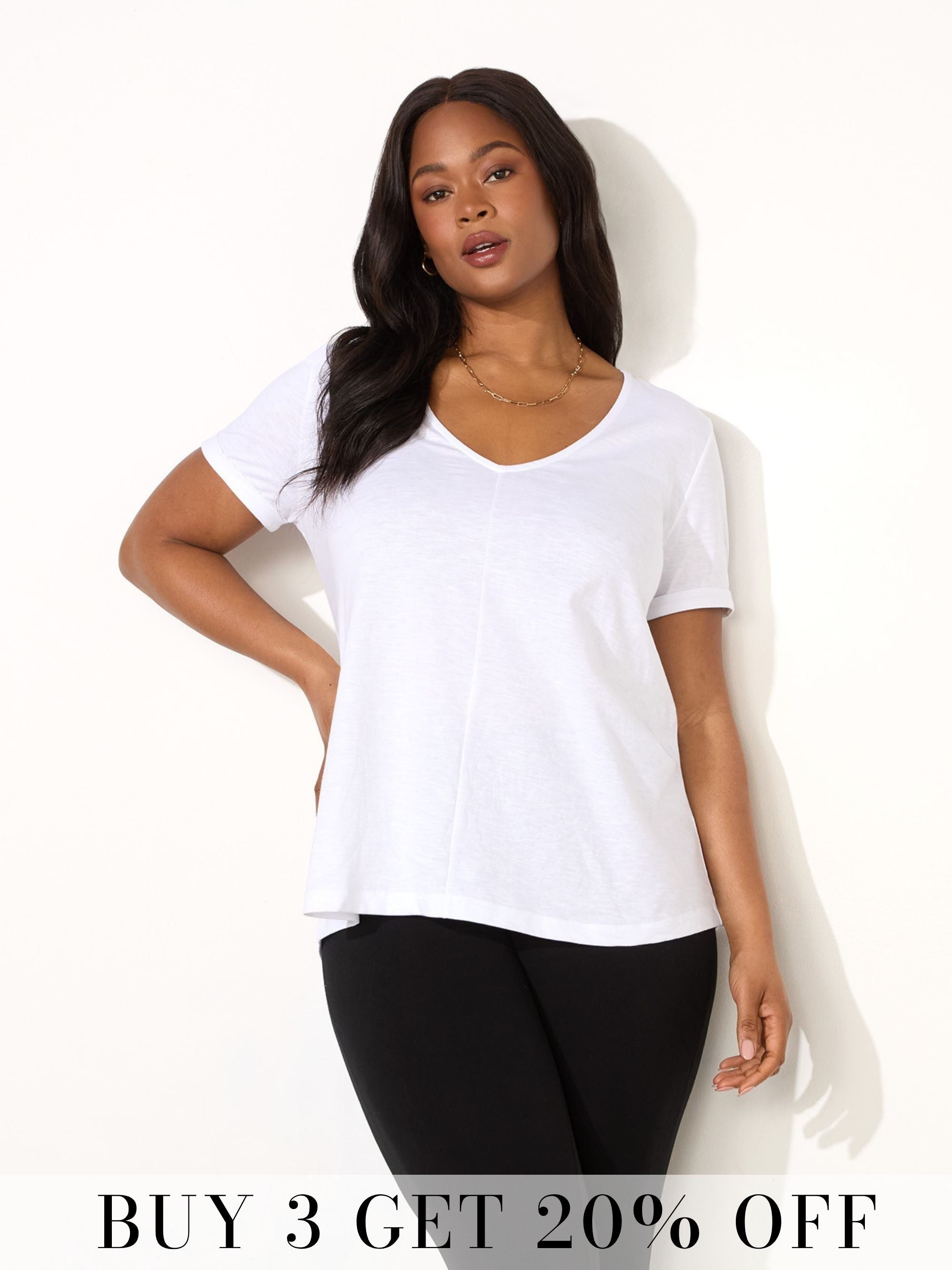 White Cotton Slub V-Neck T-Shirt