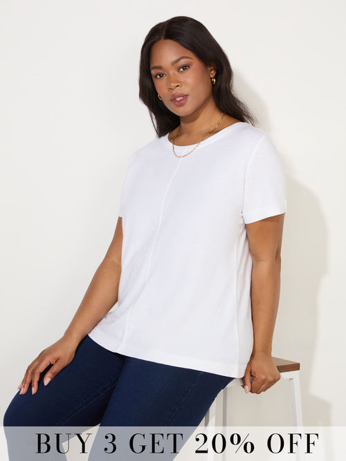 Ivory Cotton Slub Crew Neck T-Shirt