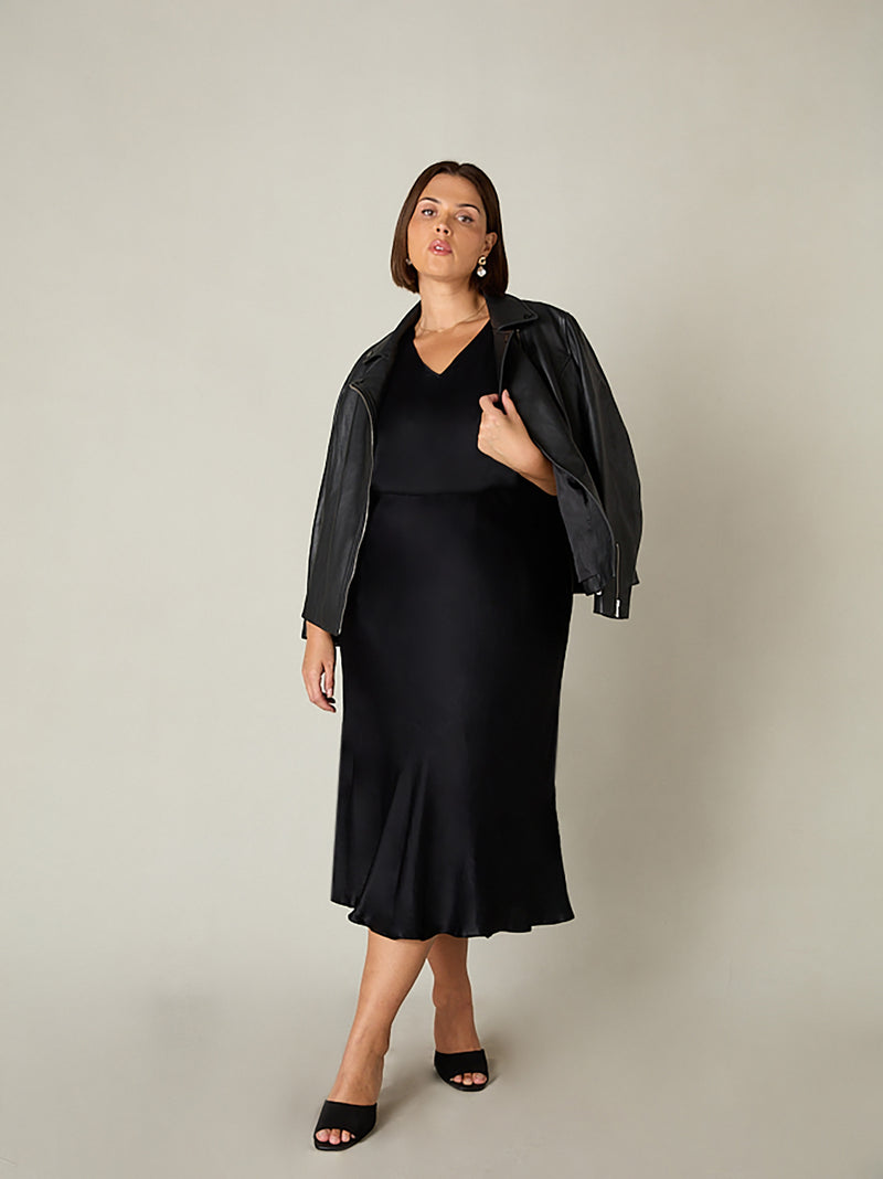 Black Bias Cut Skirt