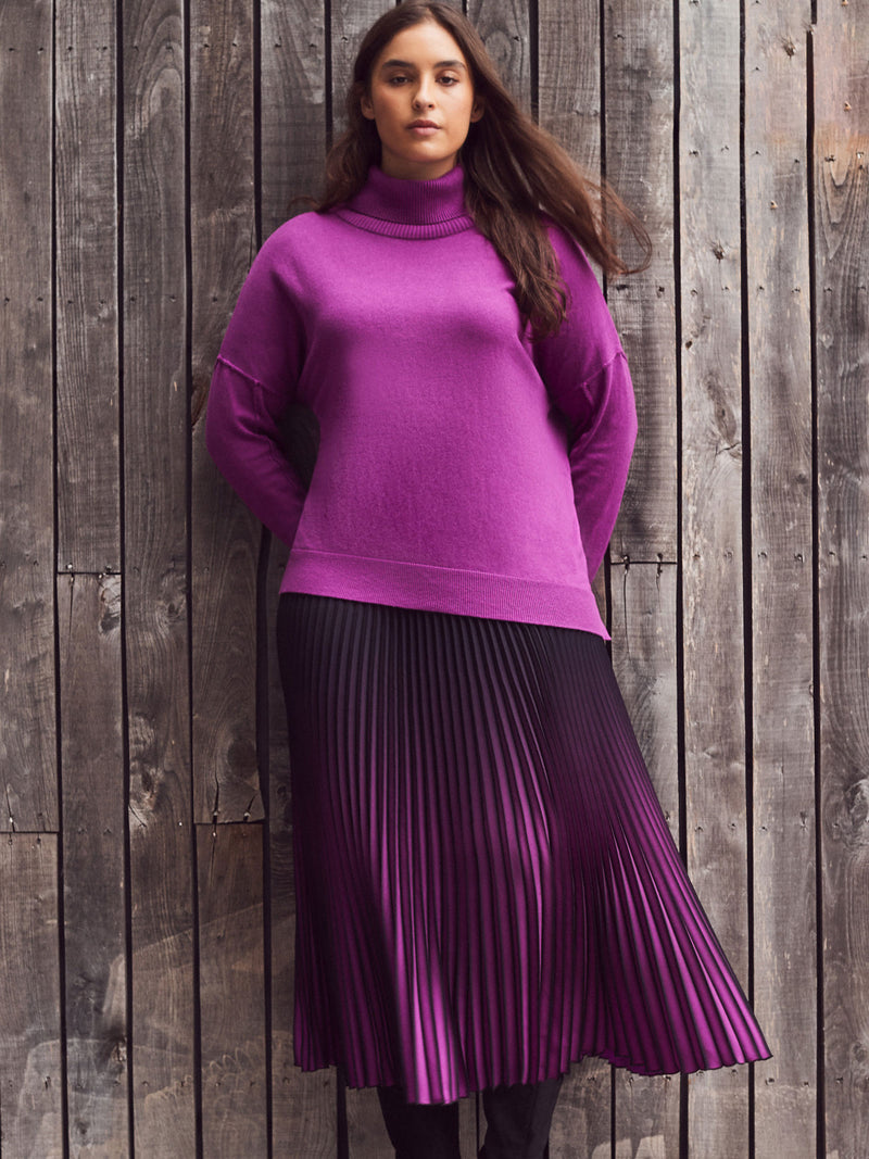 Purple Roll Neck Knit Jumper