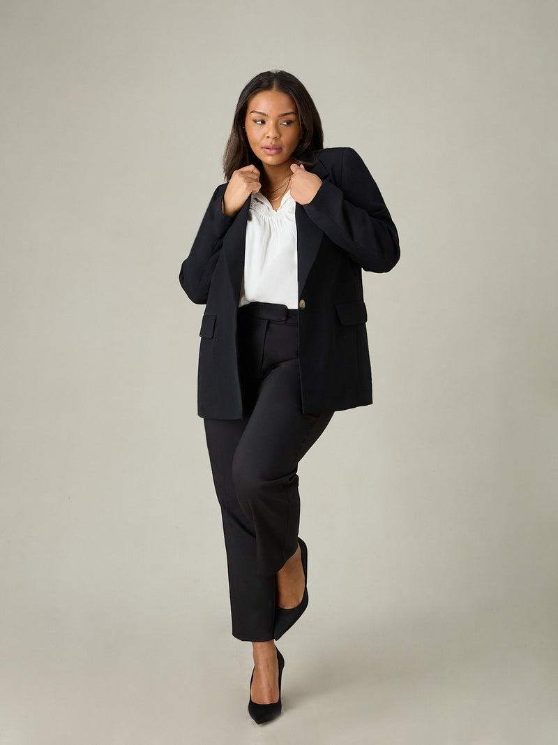 Black Woven Crepe Blazer