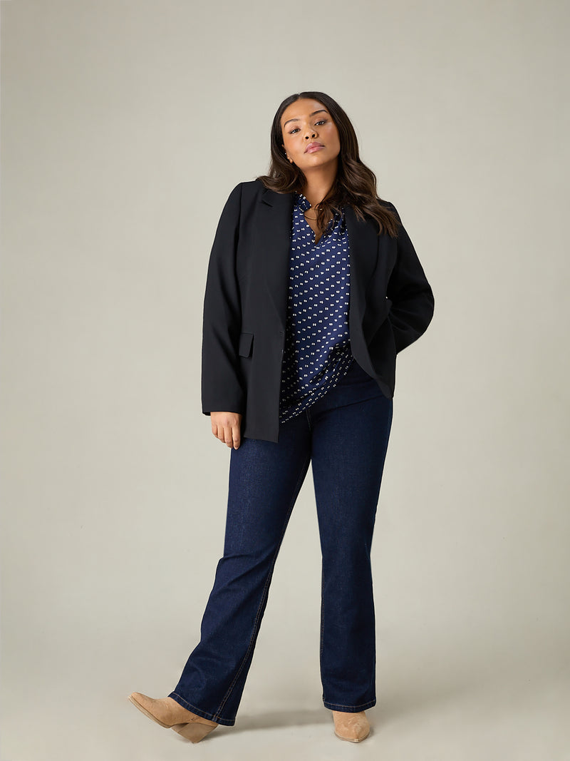 Black Woven Crepe Blazer