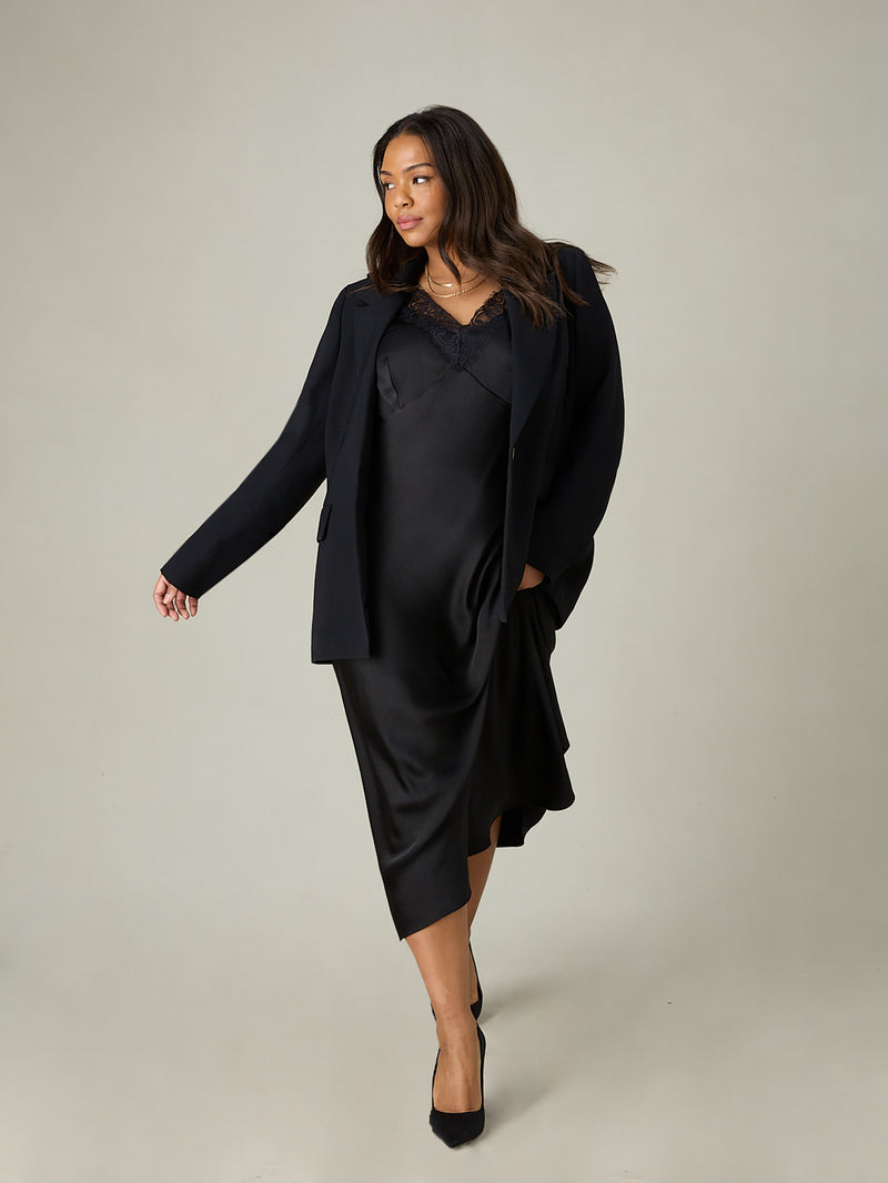 Black Woven Crepe Blazer
