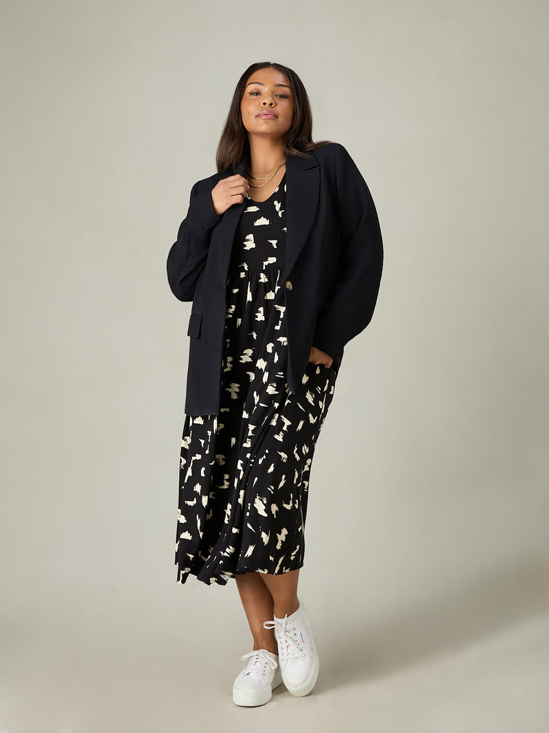 Black Woven Crepe Blazer