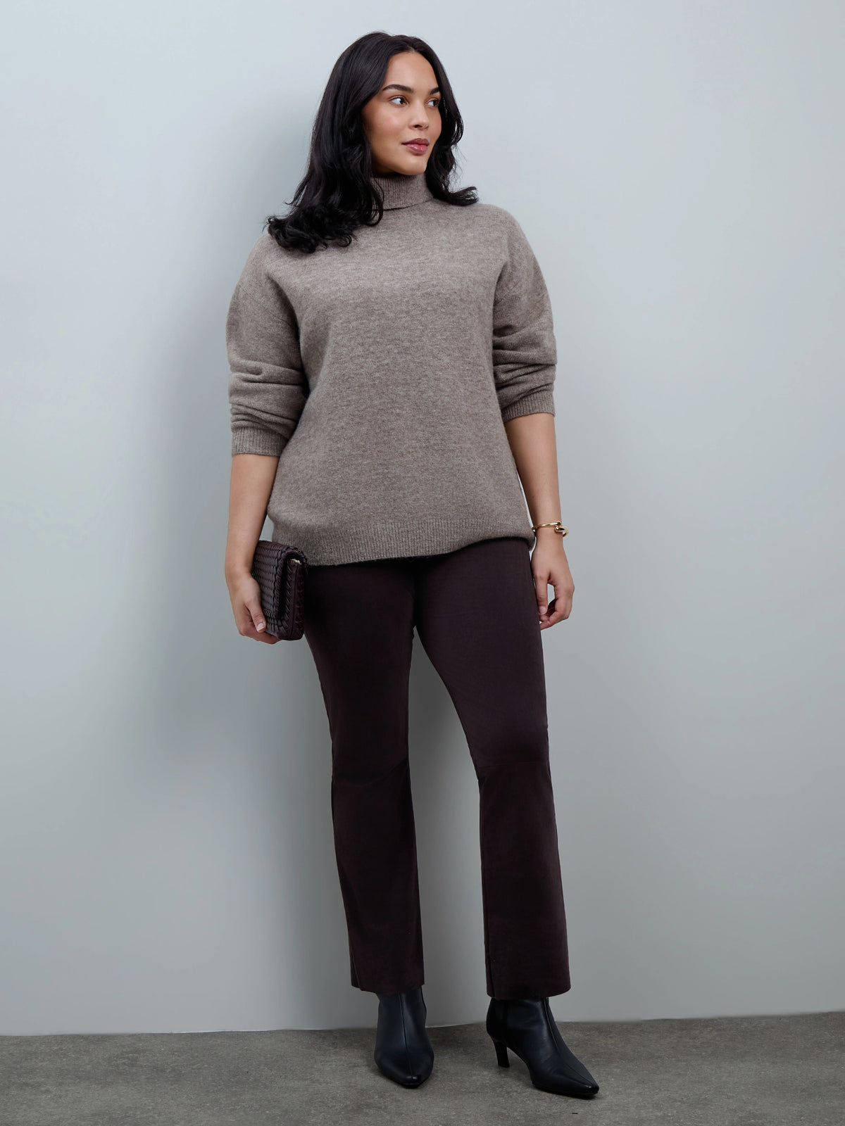 Chocolate Brown Suede Bootcut Trouser