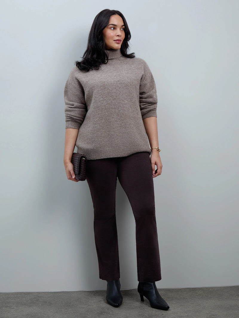 Chocolate Brown Suede Bootcut Trouser