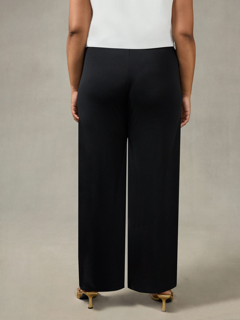 Black Palazzo French Crepe Jersey Trouser