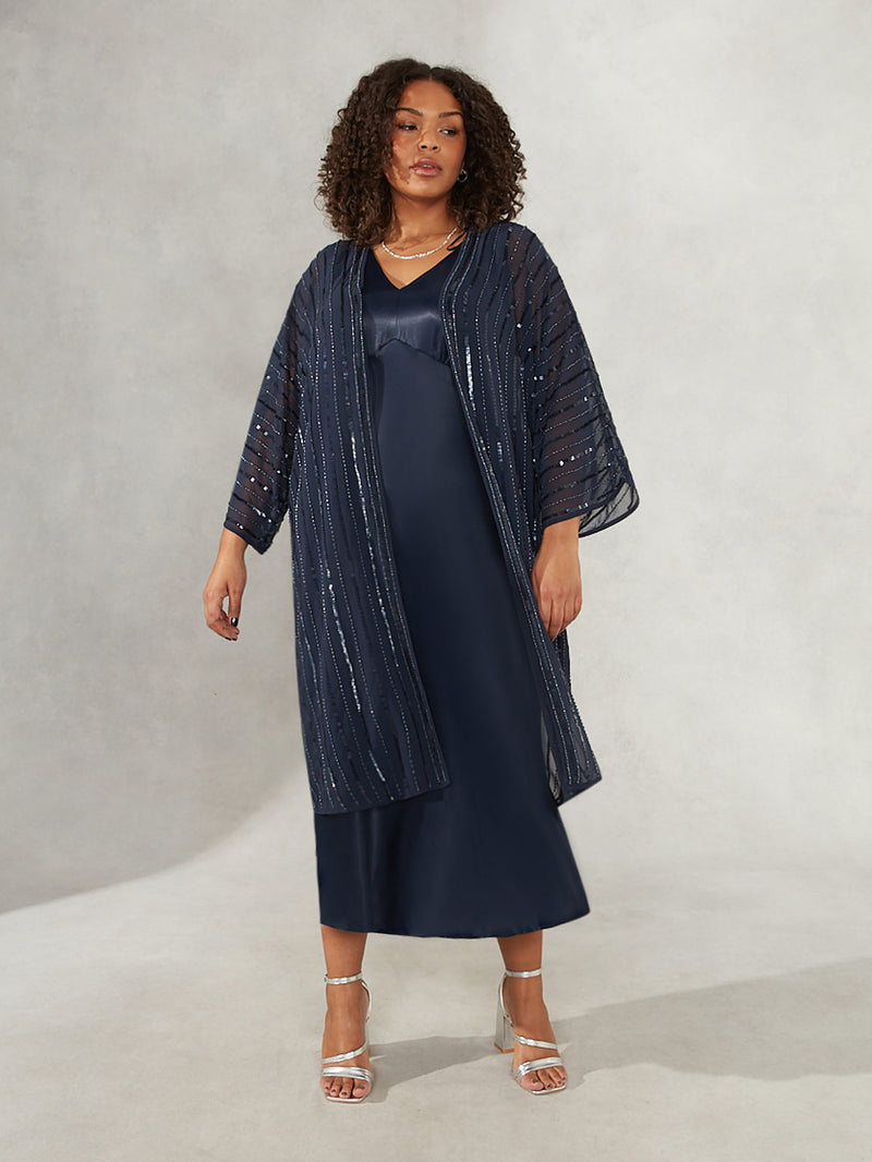 Navy Beaded Kimono