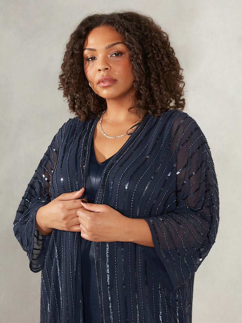 Navy Beaded Kimono