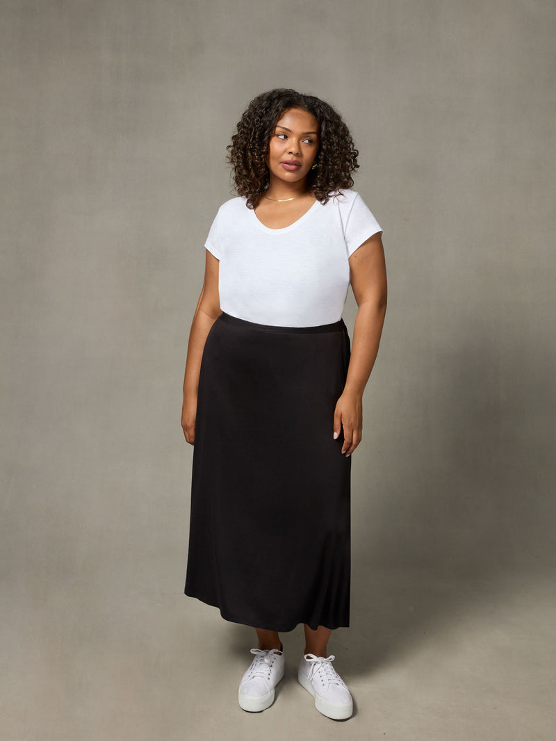 Black Jersey Midi Skirt