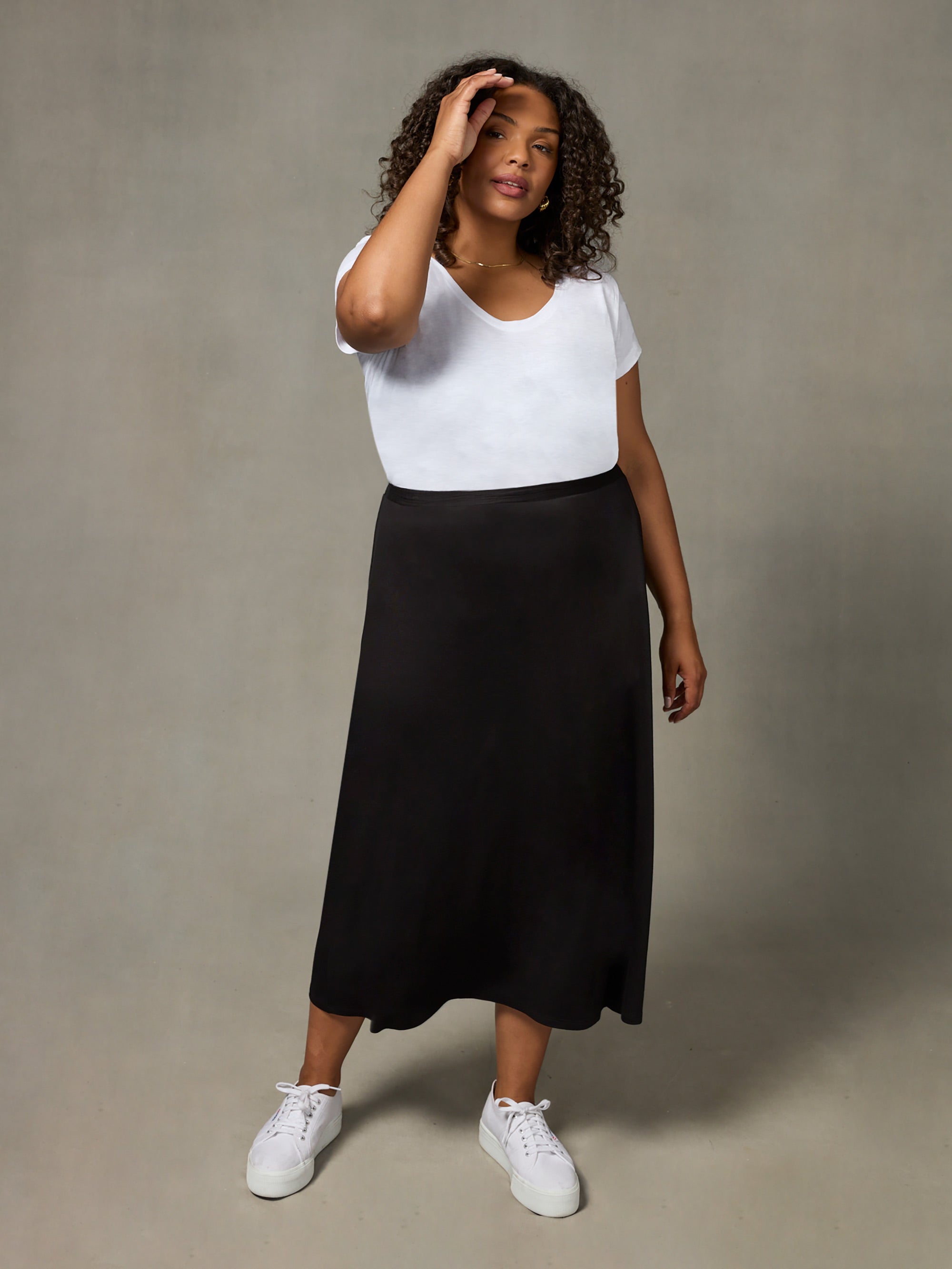 Long black jersey skirt plus cheap size