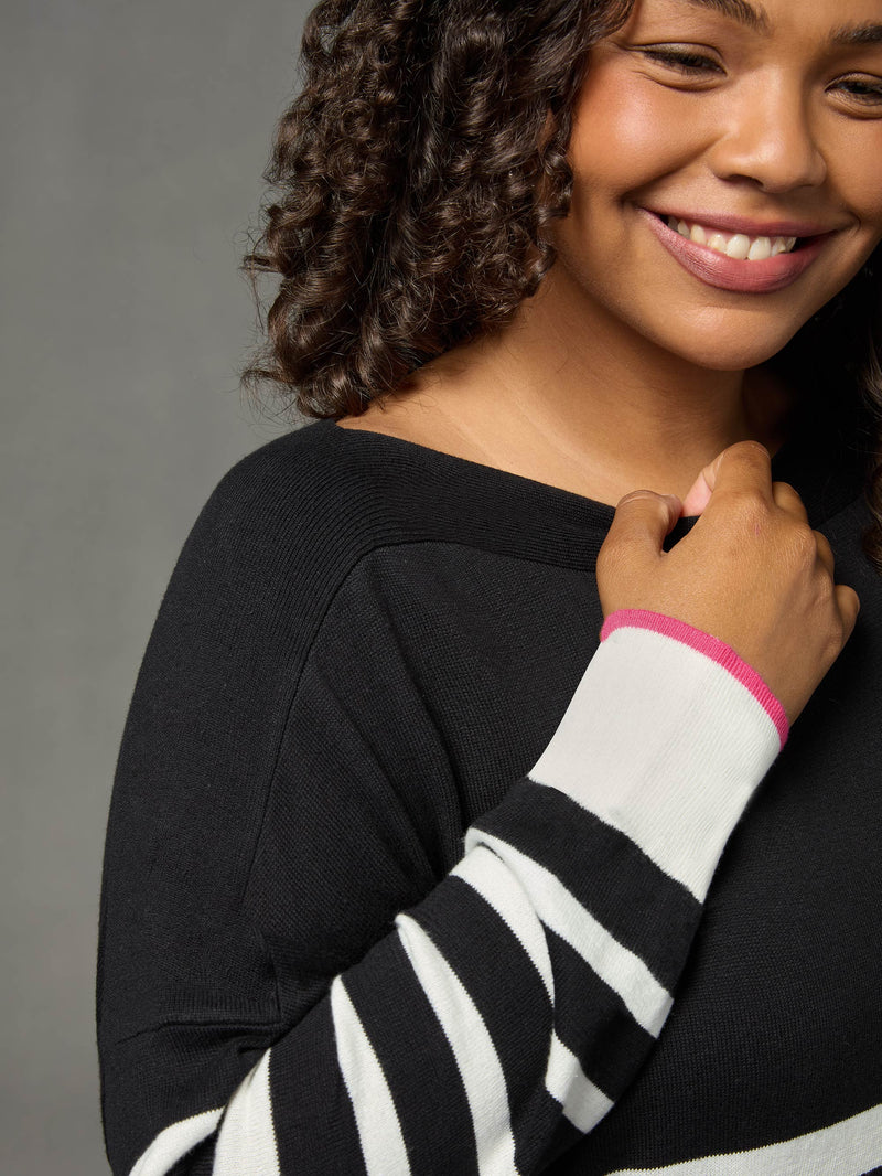 Stripe Pink Tipped Jumper