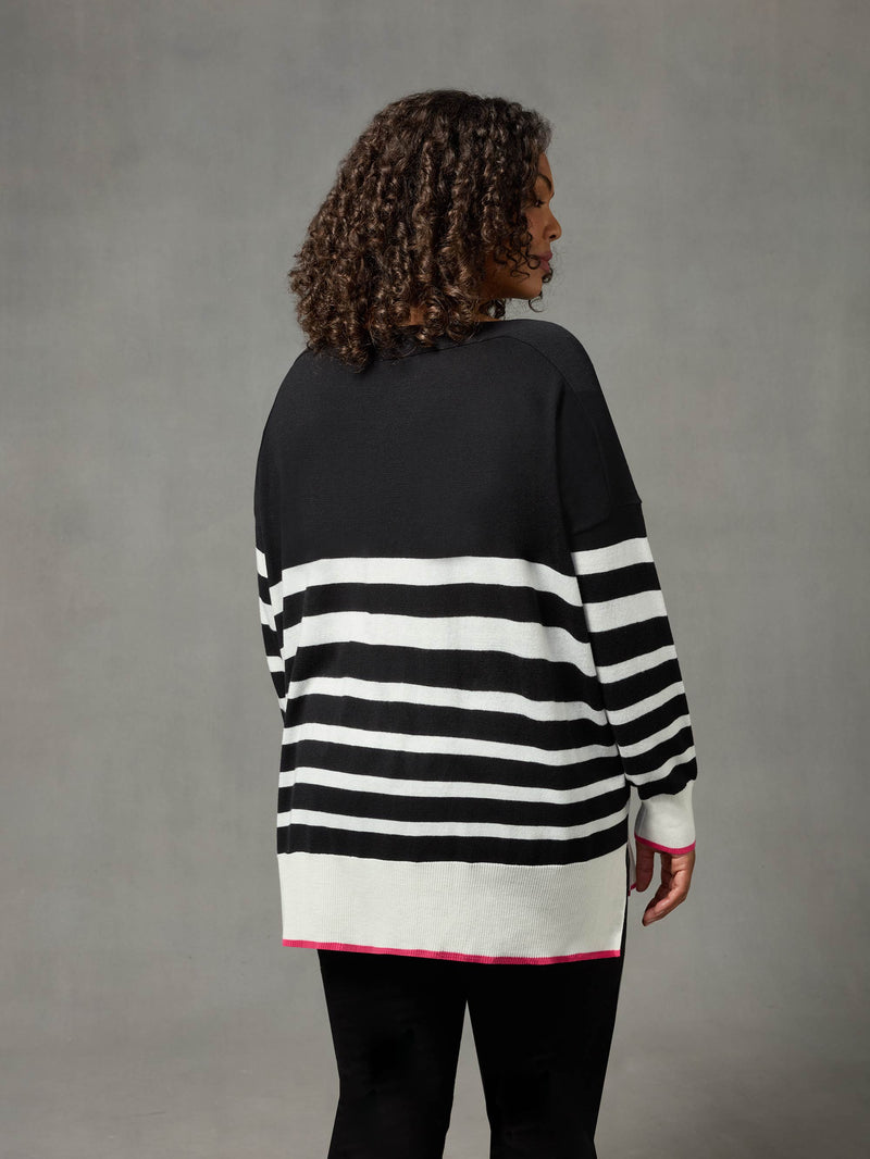 Stripe Pink Tipped Jumper