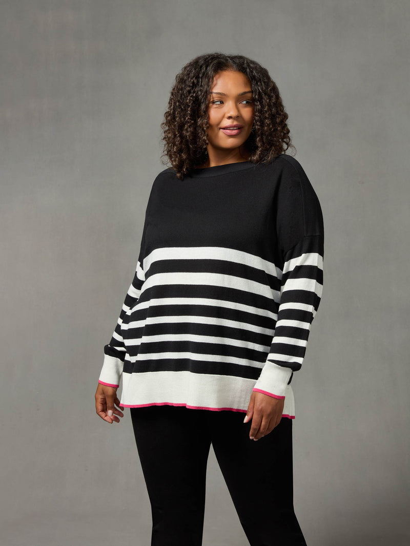 Stripe Pink Tipped Jumper