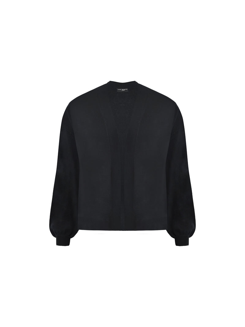 Black Fine Knit Short Cardigan