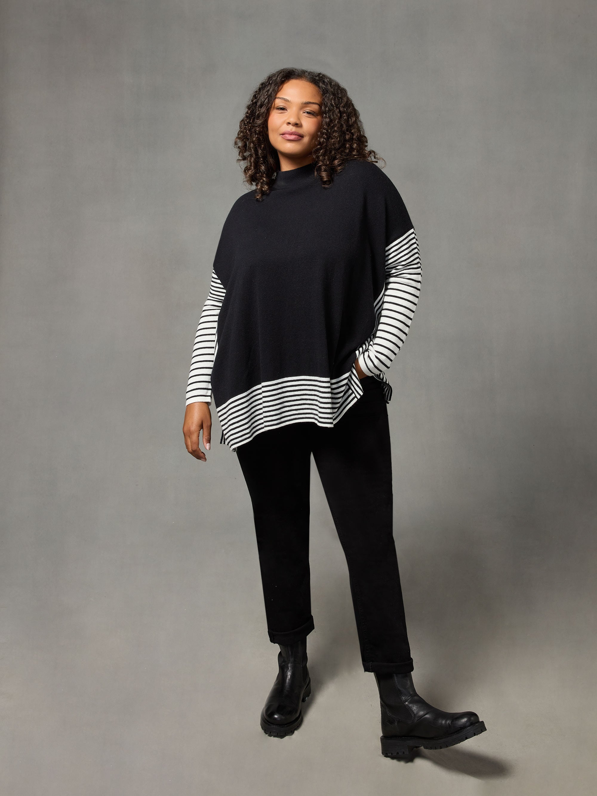 Black & White Stripe Swing Jumper