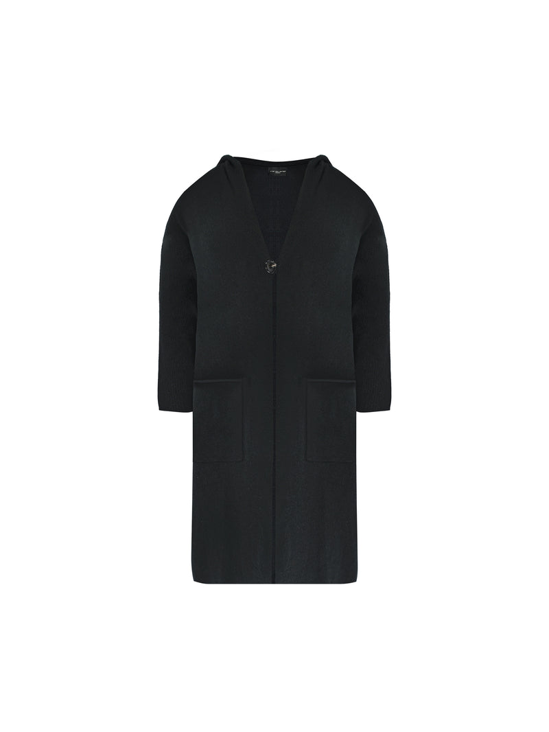Black Hooded Cardigan