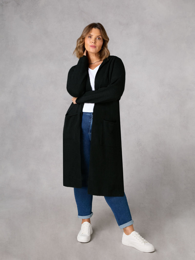 Black Hooded Cardigan