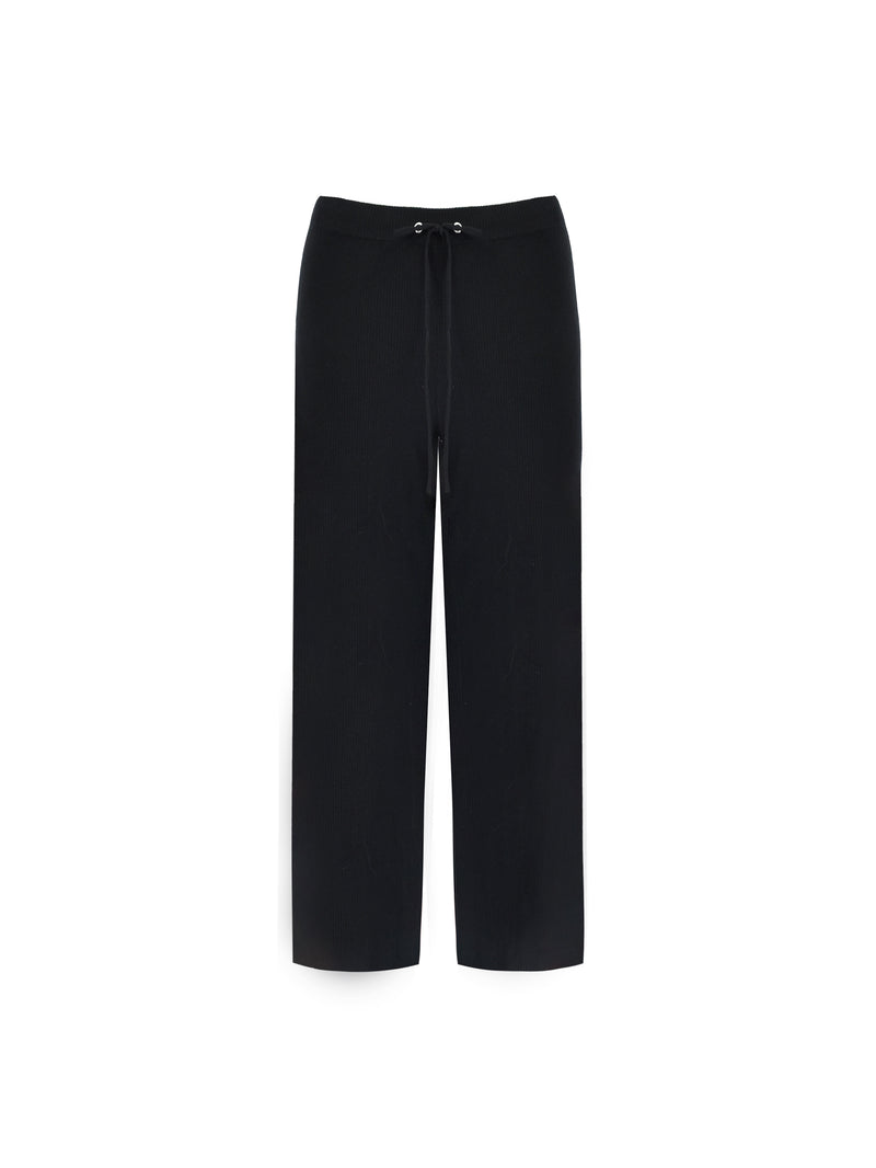 Black Rib Knit Trousers