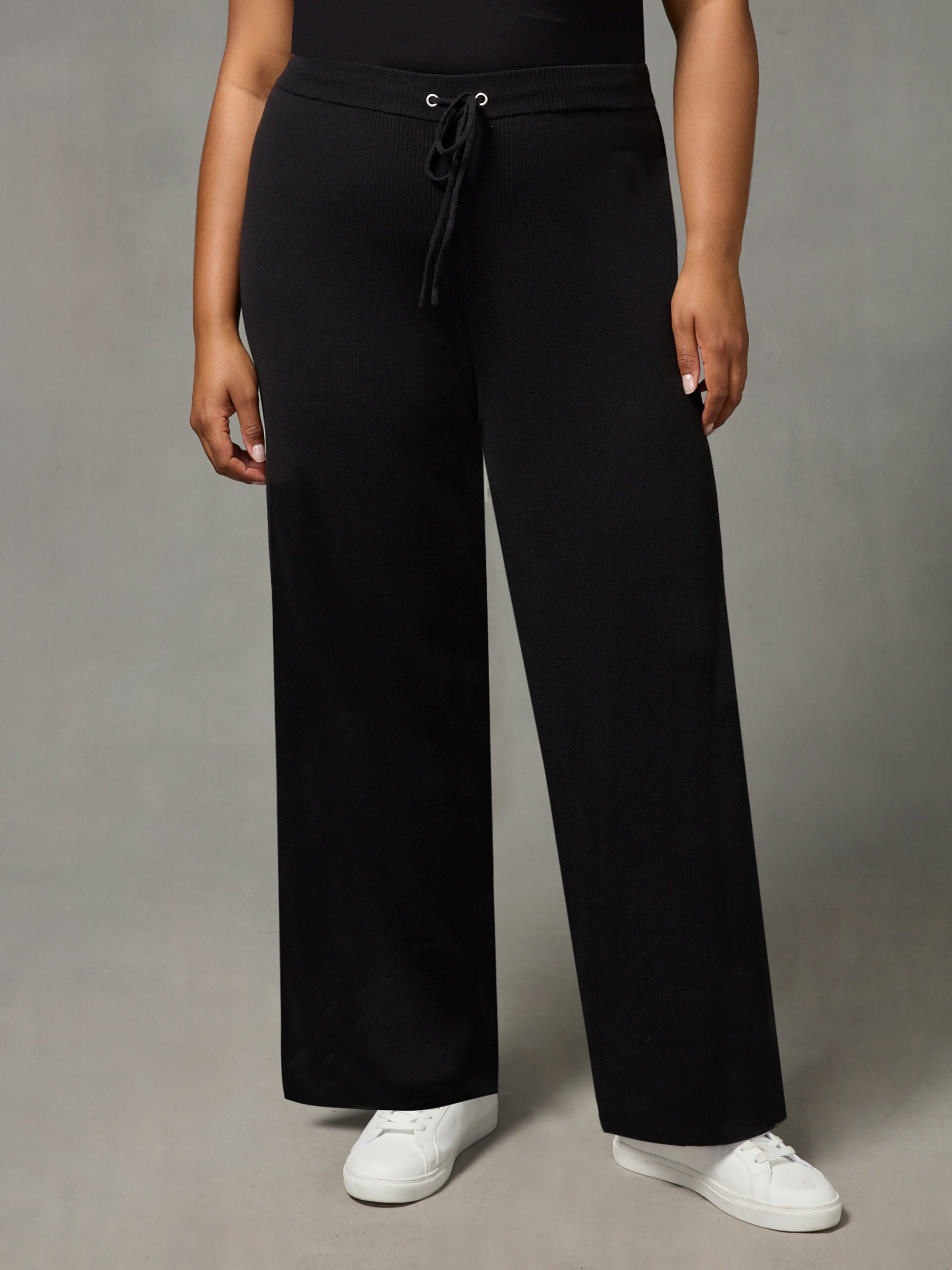 Black Rib Knit Trousers