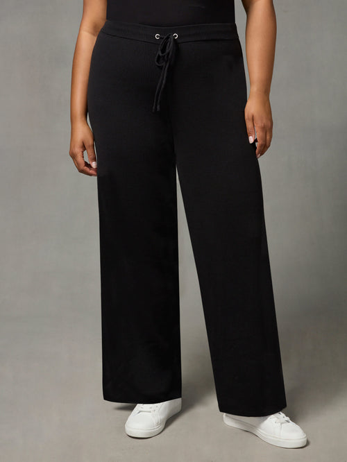 Black Rib Knit Trousers