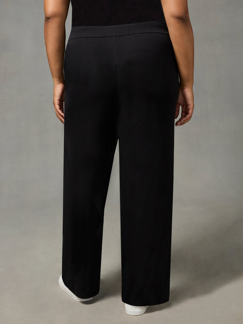 Black Rib Knit Trousers