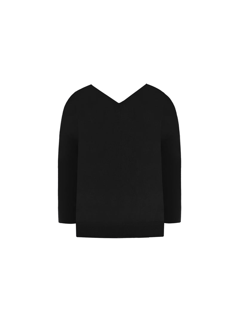 Black V-Neck Relaxed Jumper