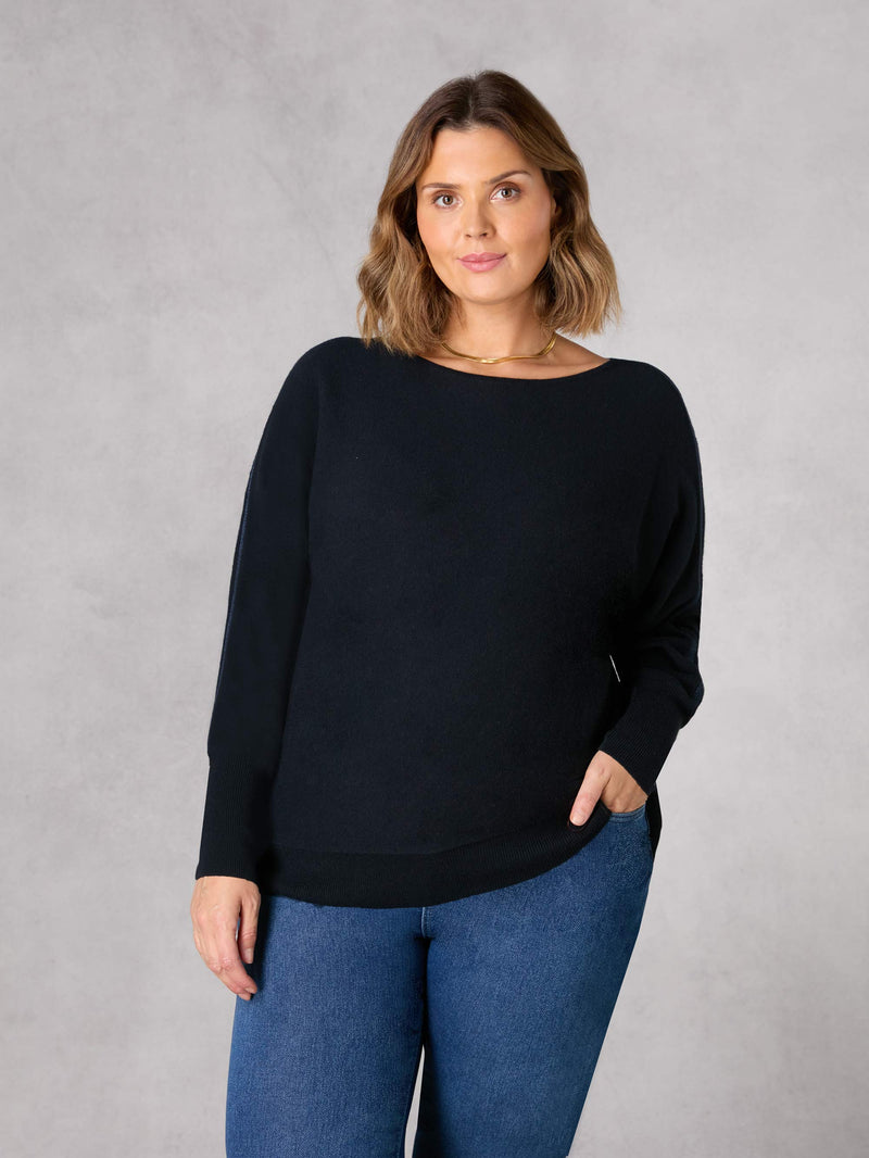 Navy Fine Knit Metallic Stripe Jumper