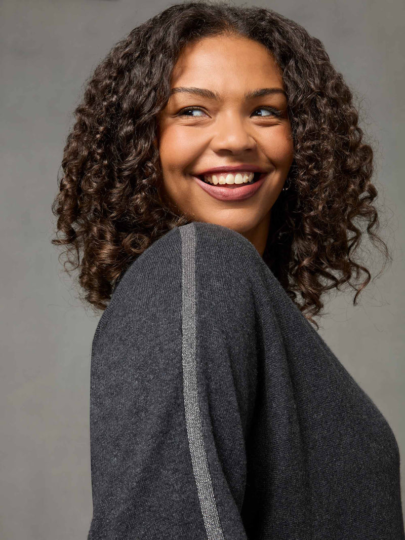Grey Metallic Stripe Jumper
