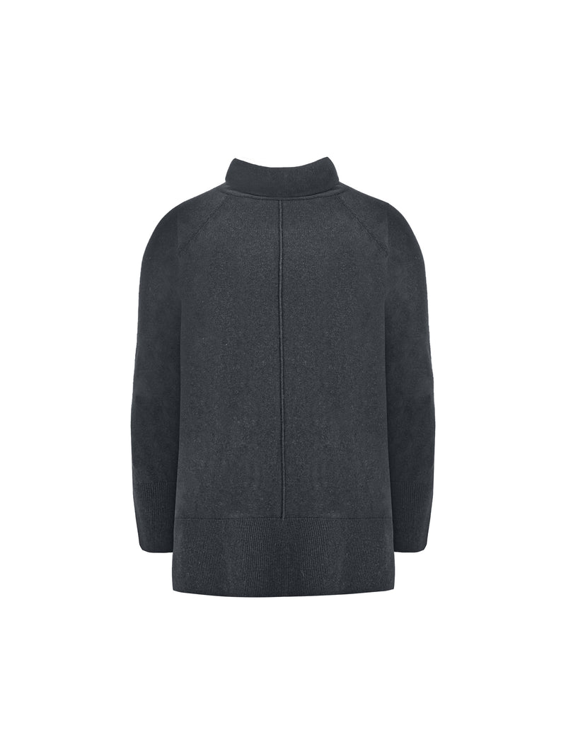 Grey Knitted Roll Neck Longline Jumper