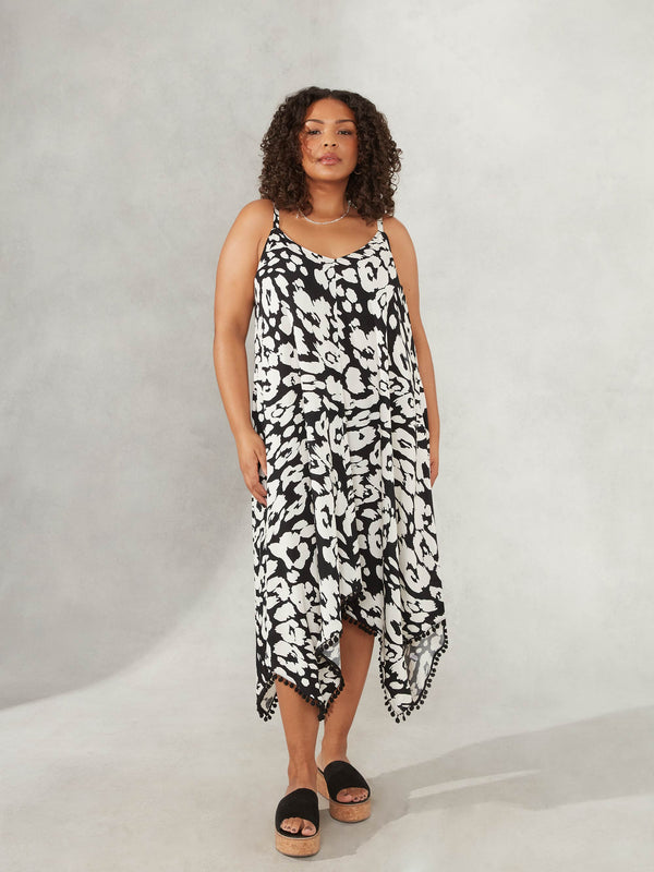 Mono Animal Print Hanky Hem Sundress