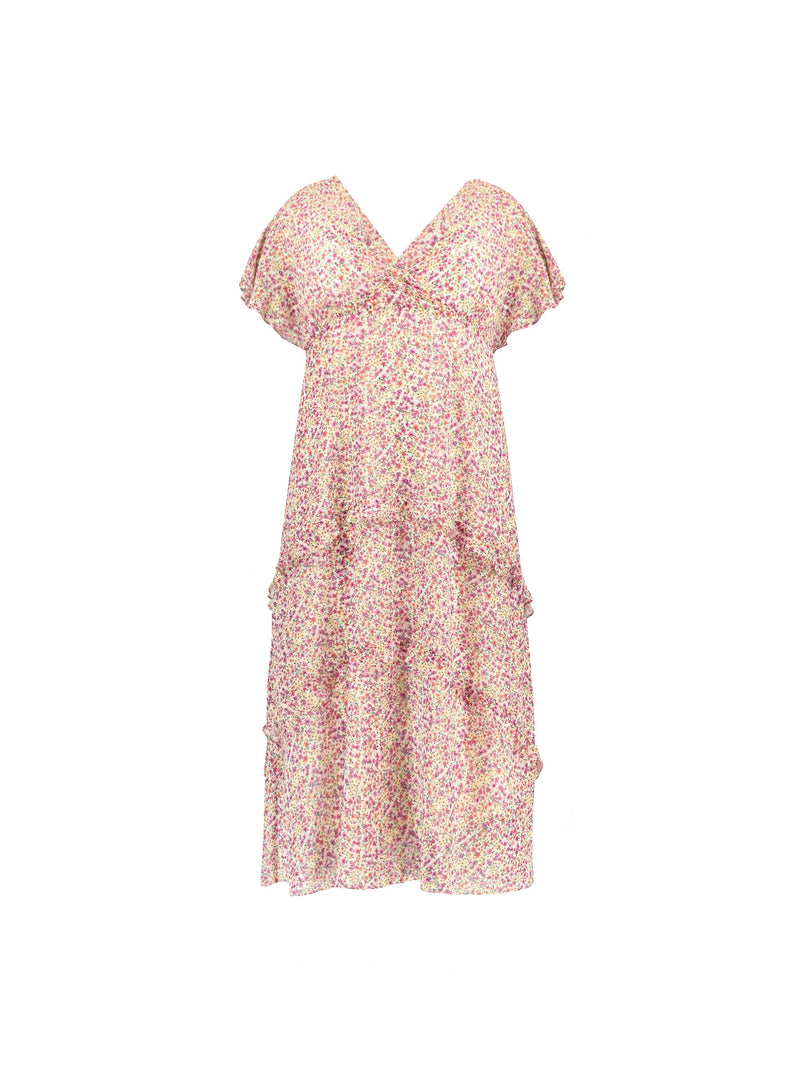 Multi Ditsy Maxi Tiered Ruffle Dress
