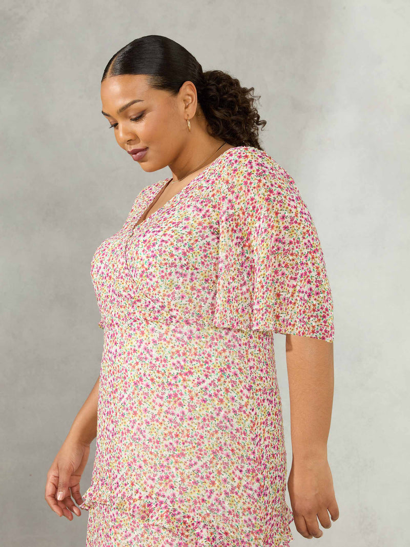 Multi Ditsy Maxi Tiered Ruffle Dress