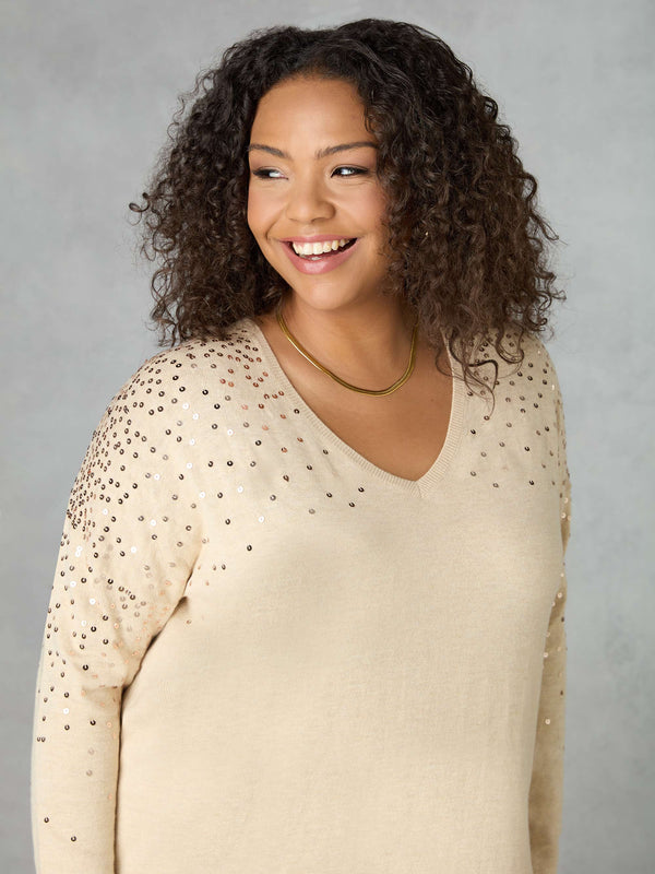 Gold Sequin Relaxed Jumper