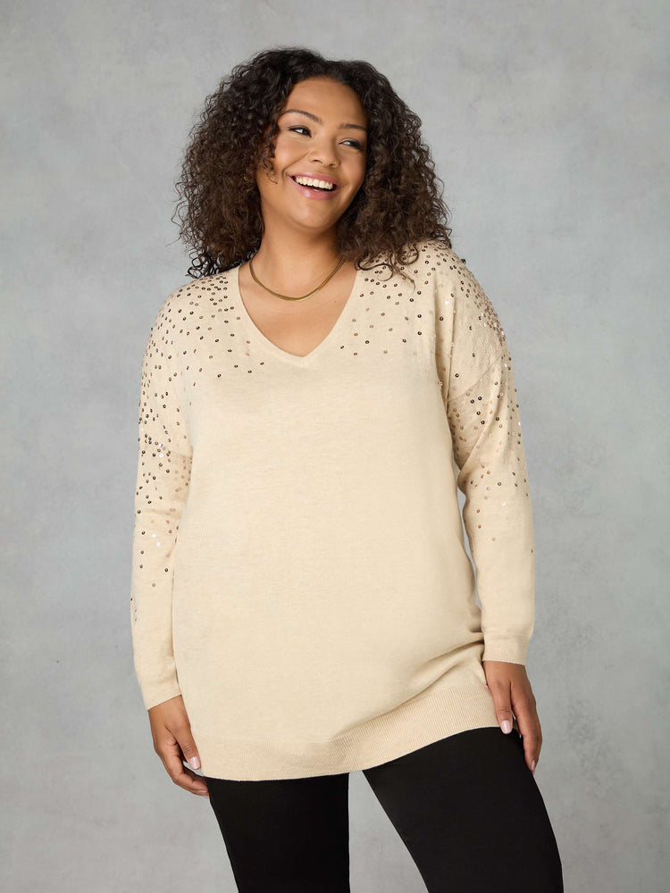 Gold Sequin Relaxed Jumper