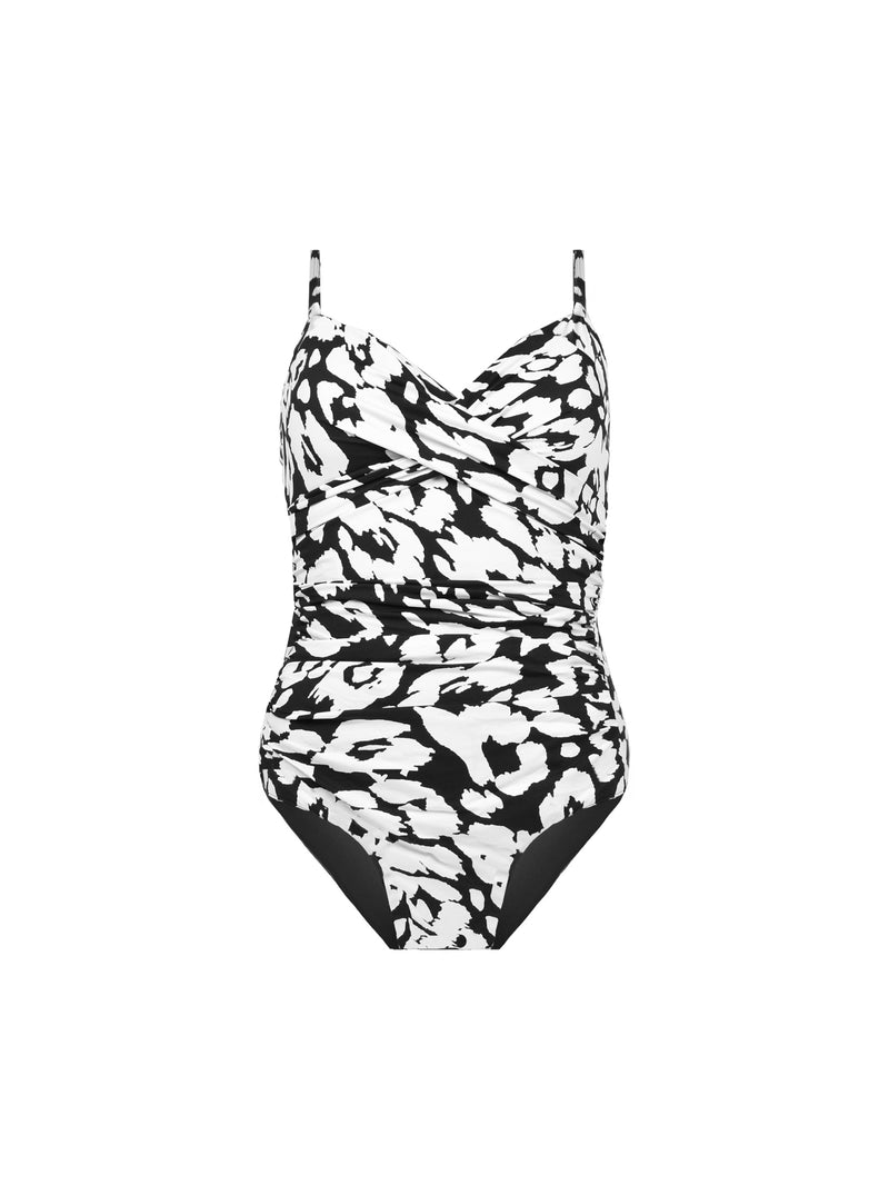 Animal Print Cross Front Swimsuit