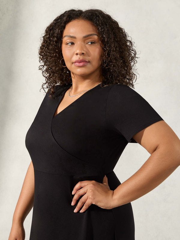 Black Jersey Wrap Maxi Dress