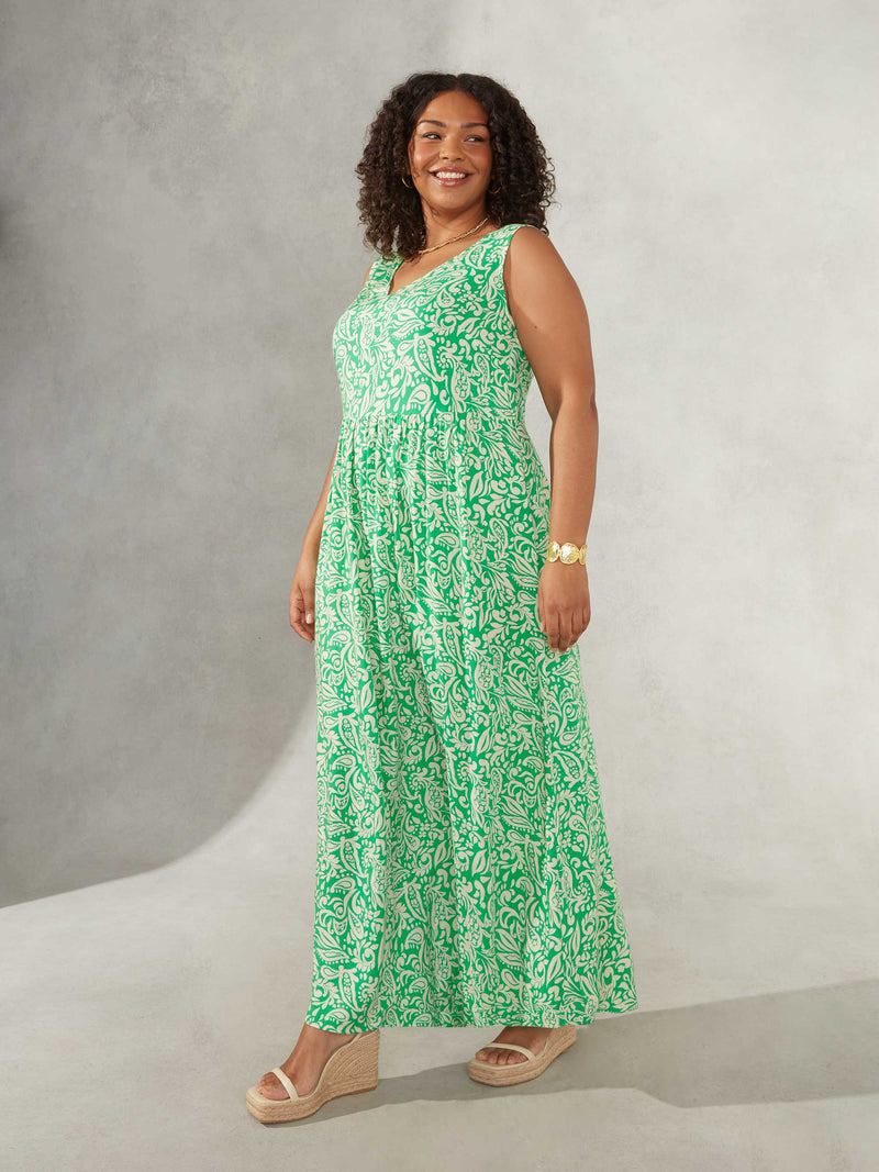 Erhverv dominere vækst Green Paisley Print Empire Line Maxi Dress - Plus Size Clothing from Live  Unlimited London
