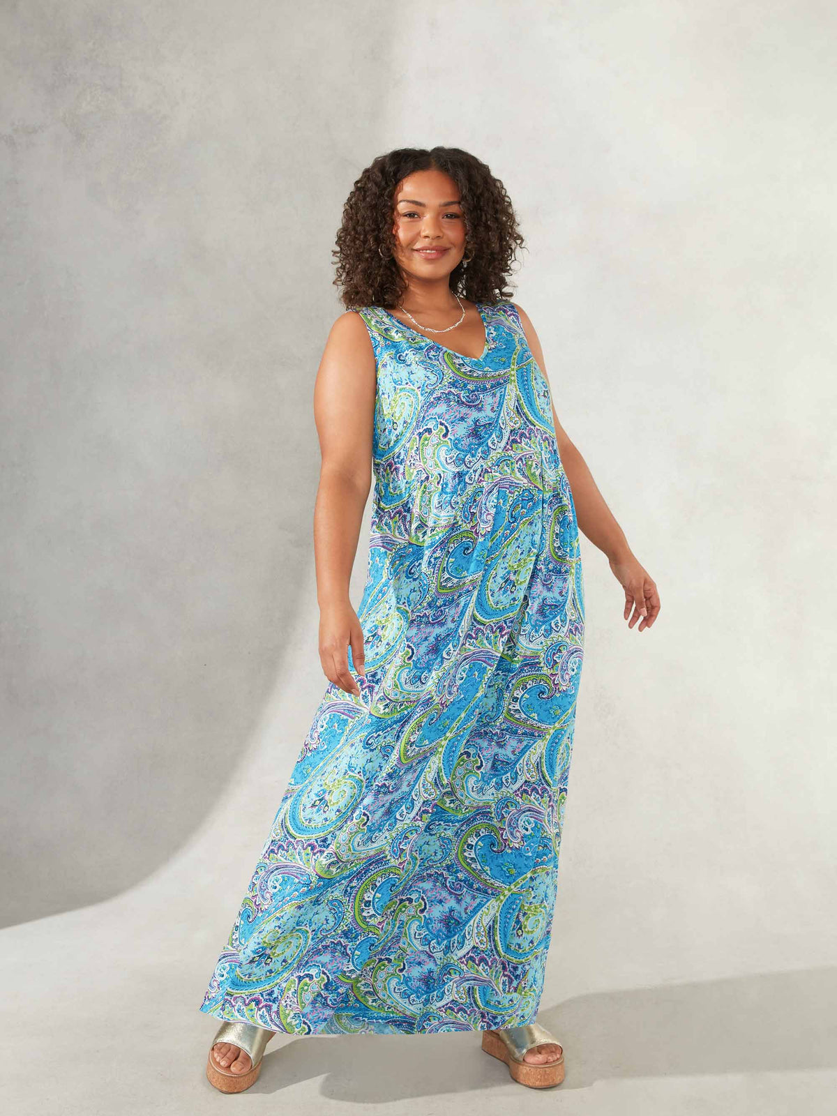 Paisley Print Stretch Empire Bust Dress